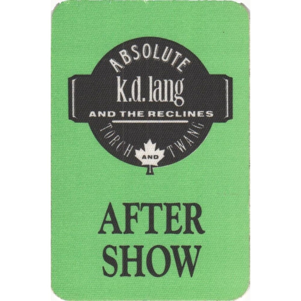 Vintage 1989 KD Lang Backstage Pass After Show
